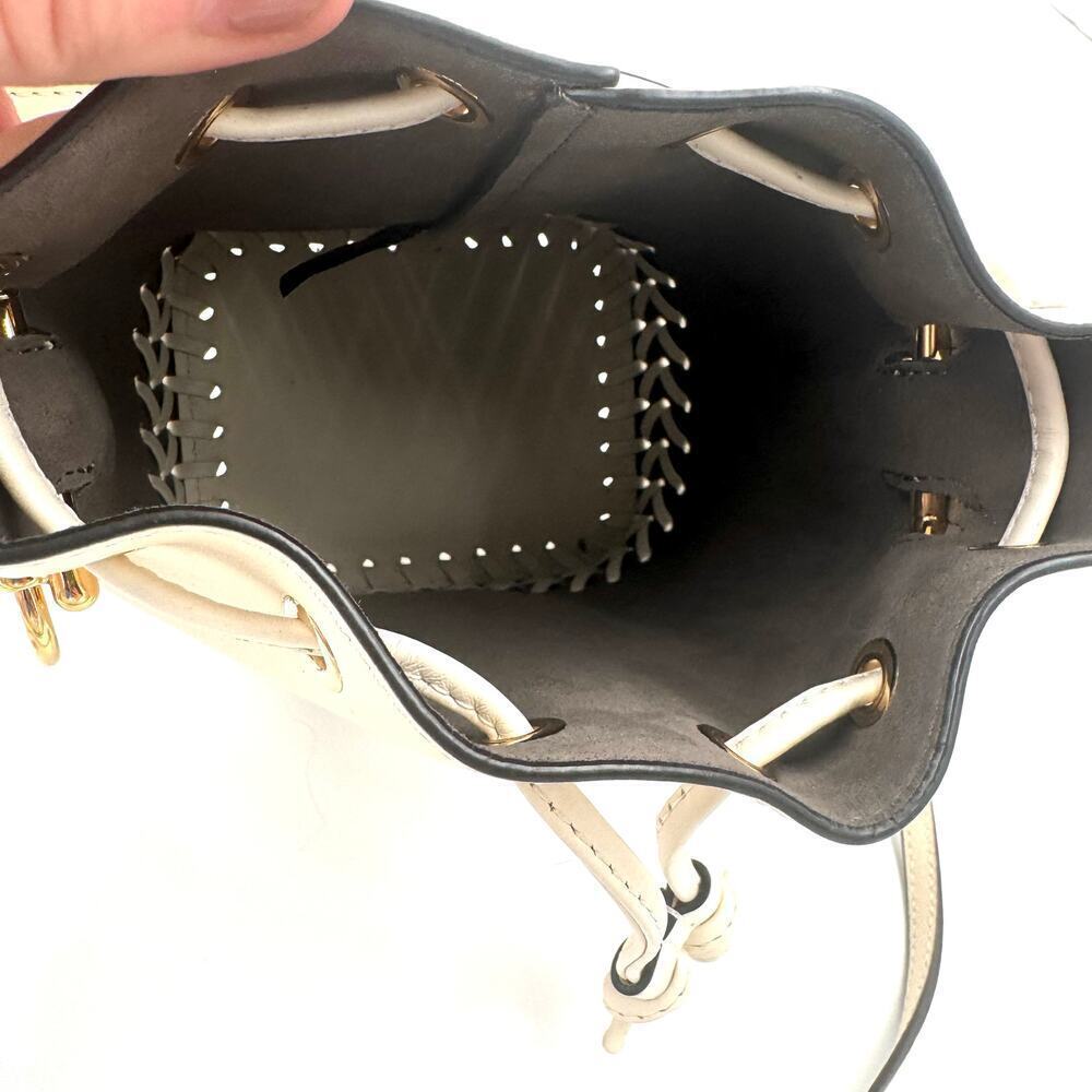 Fendi Ivory Cream Leather Mon Tresor Whipstitch Woven Neut Mini Bucket Bag‎ GHW - Picture 8 of 16